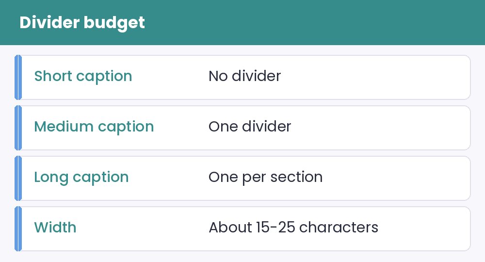 Divider budget - illustration for Text Dividers: Using Lines and Borders to Make Long Captions Readable